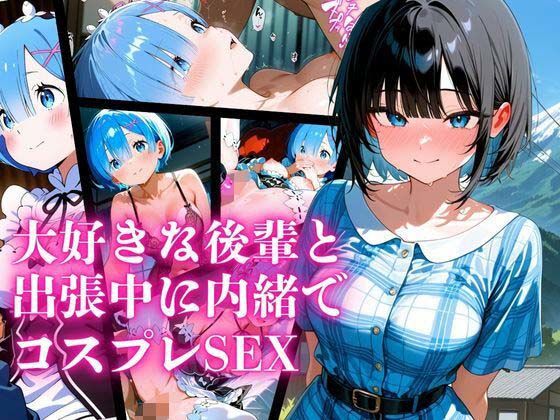 会社に内緒で付き合っている大好きな後輩と出張中に内緒でコスプレSEX（リゼロ レム編）