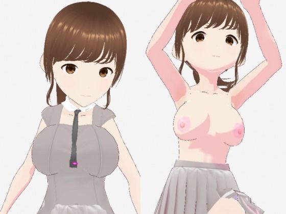 グレーと茶色の真ん中のような色の服のお姉さん（セリフなし  3DCGモデル  イラスト集）